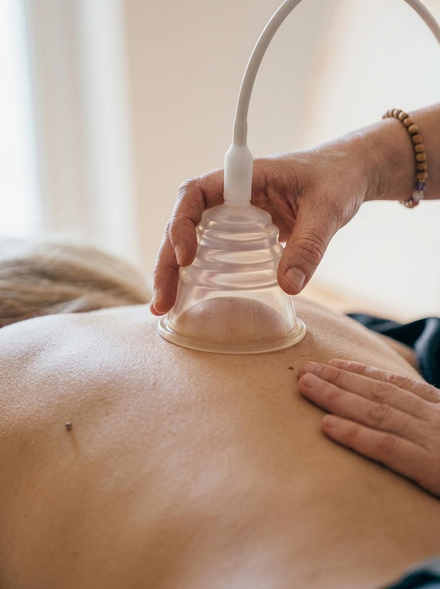 Pneumatron Pulsationstherapie am Rücken mit Silikon-Saugkopf in der Naturheilpraxis Kaiserstuhl in Bötzingen
